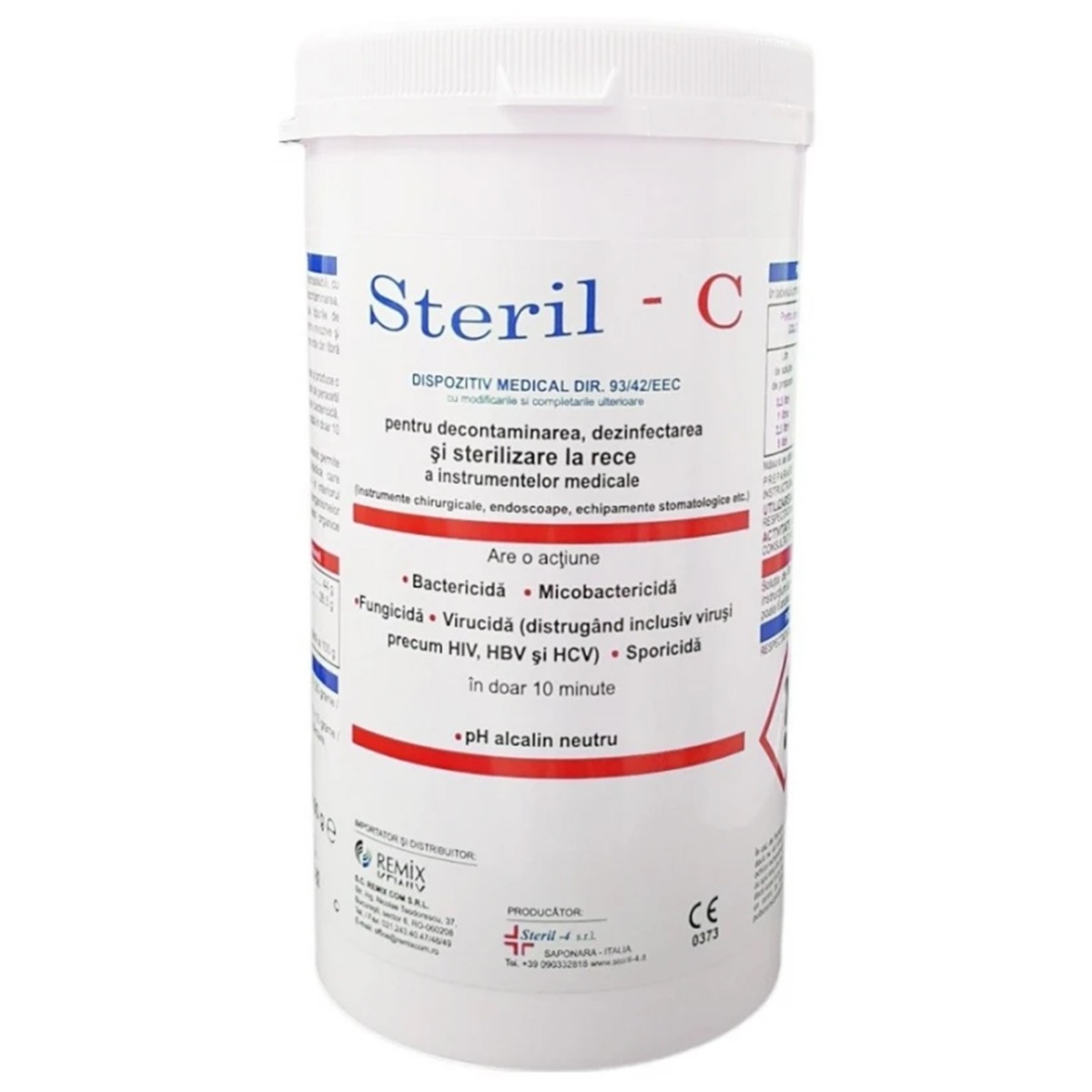 Sterilizant chimic la rece pentru instrumentar si endoscoape, Steril C, 1 kg