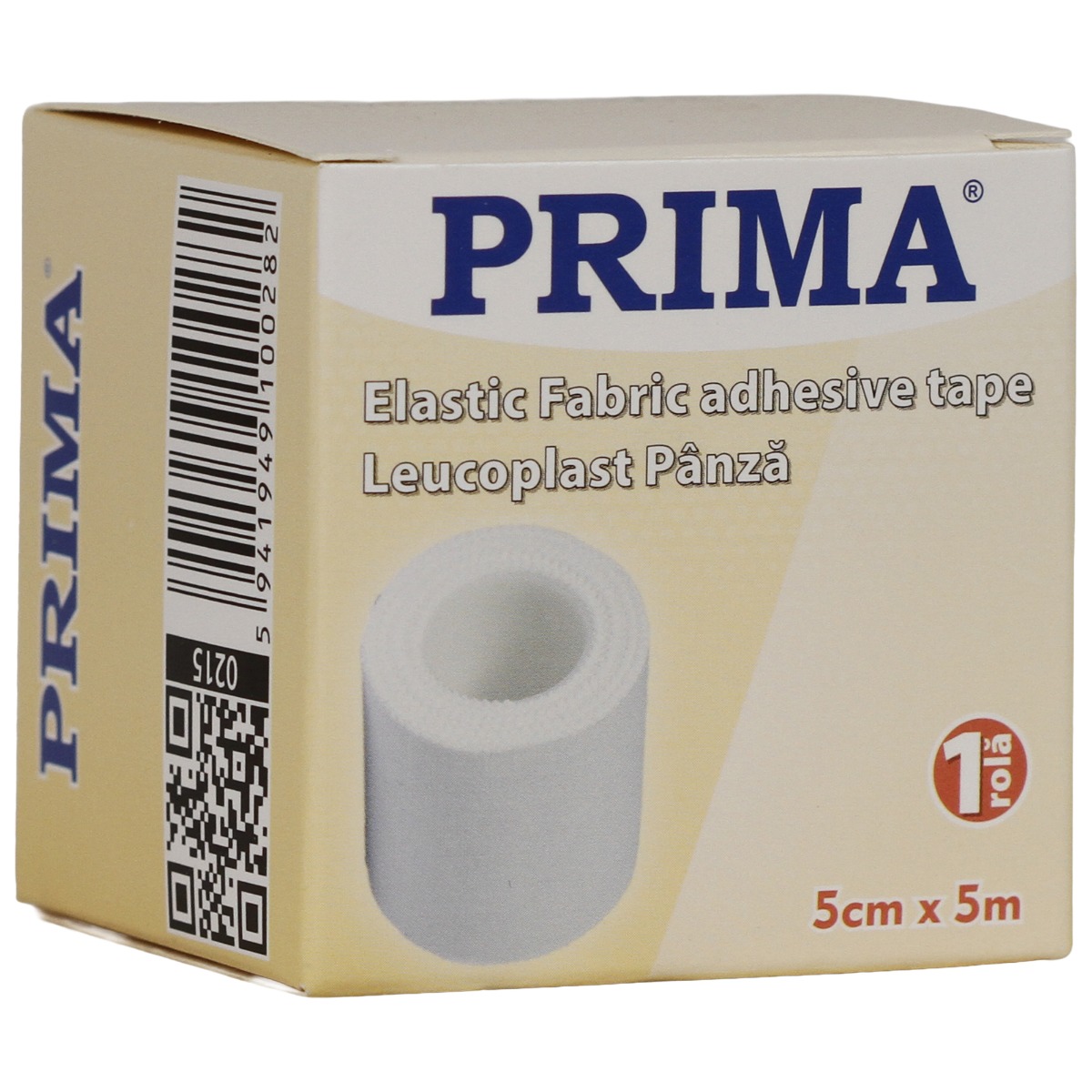 Leucoplast banda, panza cu oxid de zinc, 5 cm x 4.5 m, alb, hipoalergenic, medical, pentru pansarea ranilor, PRIMA