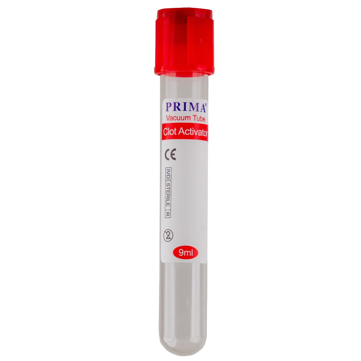 Vacutainer rosu 9 ml, pentru biochimie, tub sticla cu activator coagulare, steril, PRIMA, 100 bucati