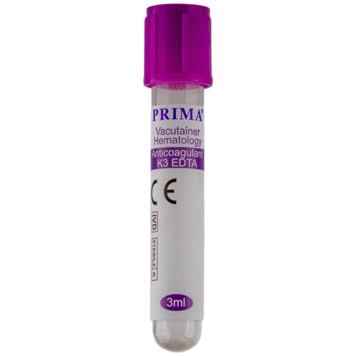 Vacutainer Hematologie 3 ml, Capac Violet, K3 EDTA, Tub pentru Colectare Sange Capilar, PRIMA, 100 bucati