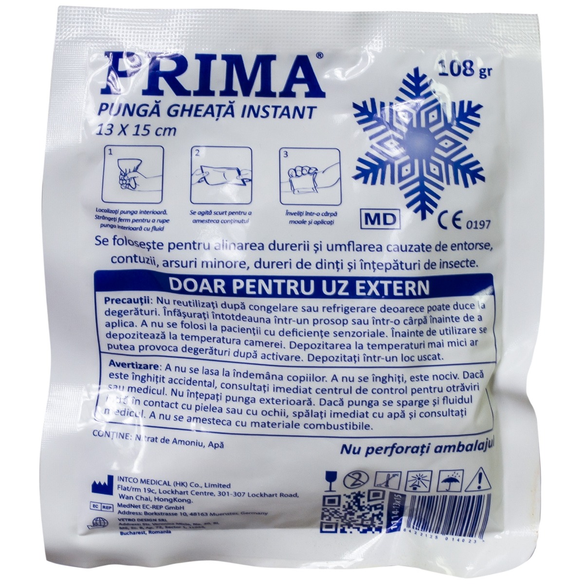Punga gheata instant, 13x15cm, 105g, PRIMA, uz extern