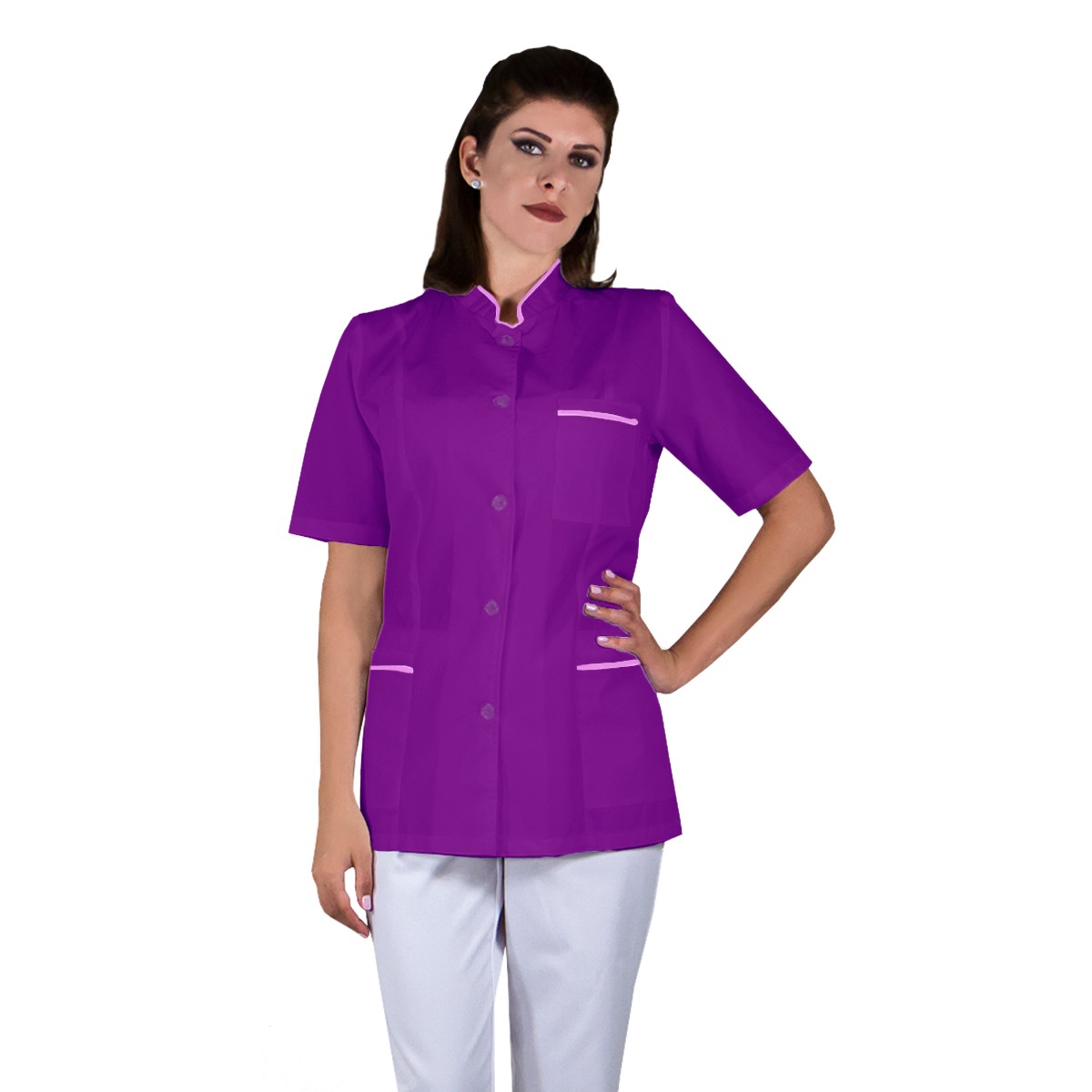 Nou Tunica dama OANA Premium mov cu bordura lila – Uniforma Medicala - Pack Uniforme > Bluze si Halate Dama vetro.ro Nou Tunica dama OANA Premium mov cu bordura lila – Uniforma Medicala - Pack Uniforme > Bluze si Halate Dama vetro.ro