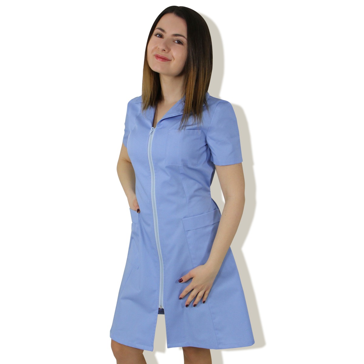 Sarafan dama AURA Clasic bleu, M - Uniforma Medicala