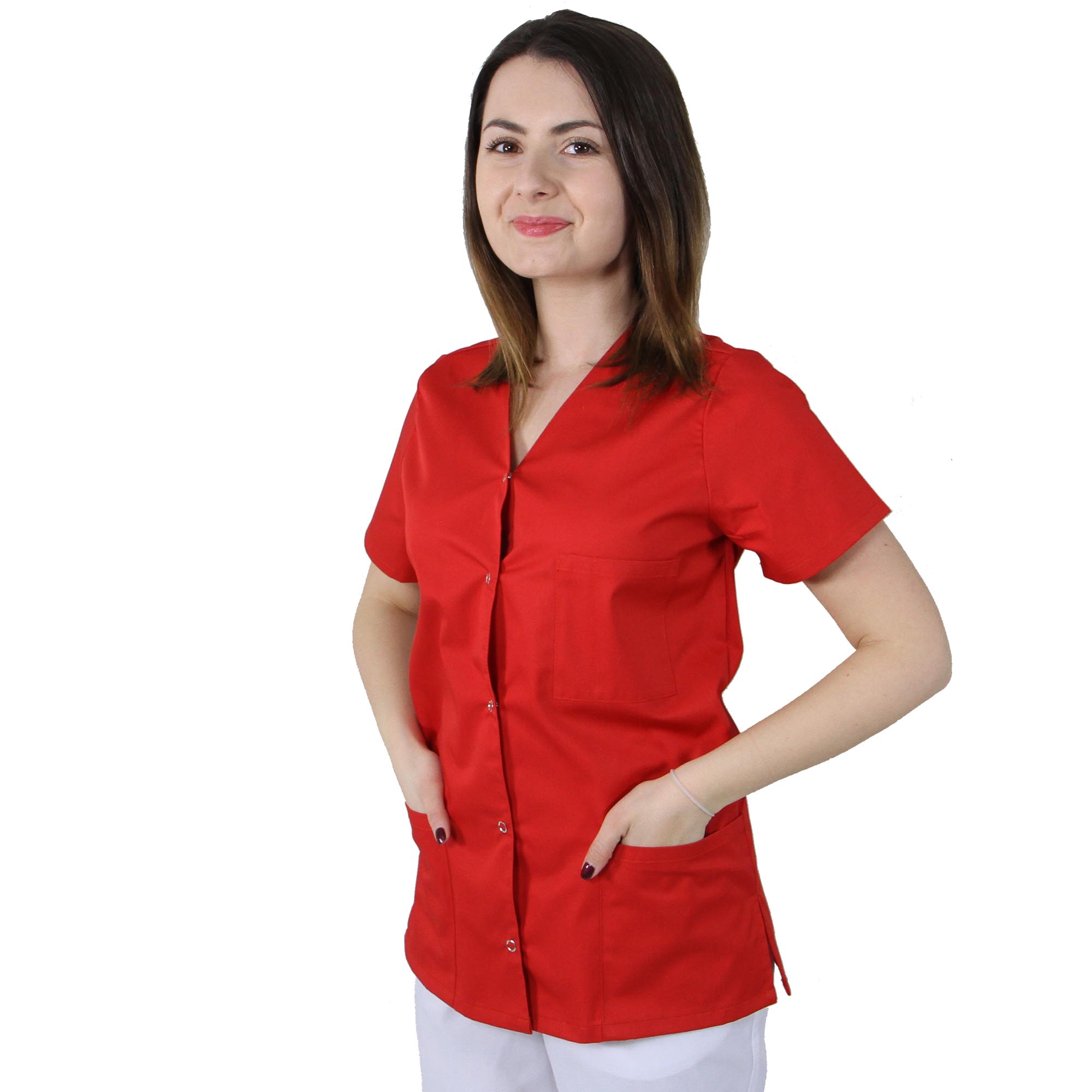 Halat dama VERA Premium, rosu, XS - Uniforma Medicala