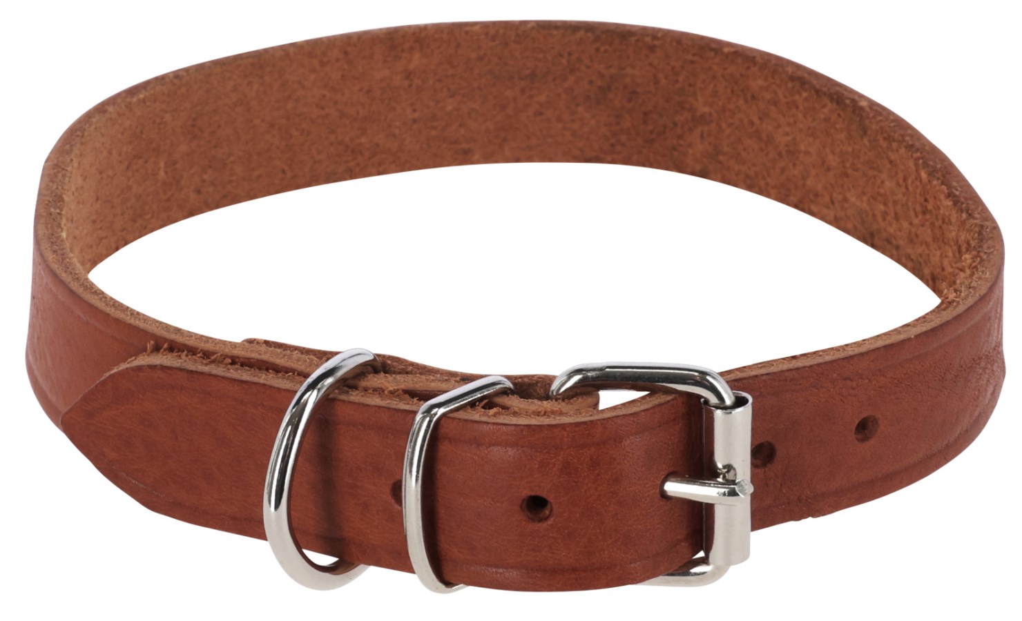 Zgarda din piele naturala pentru caini mici 24-30 cm, maro, reglabila, 15 mm latime, Tuscany