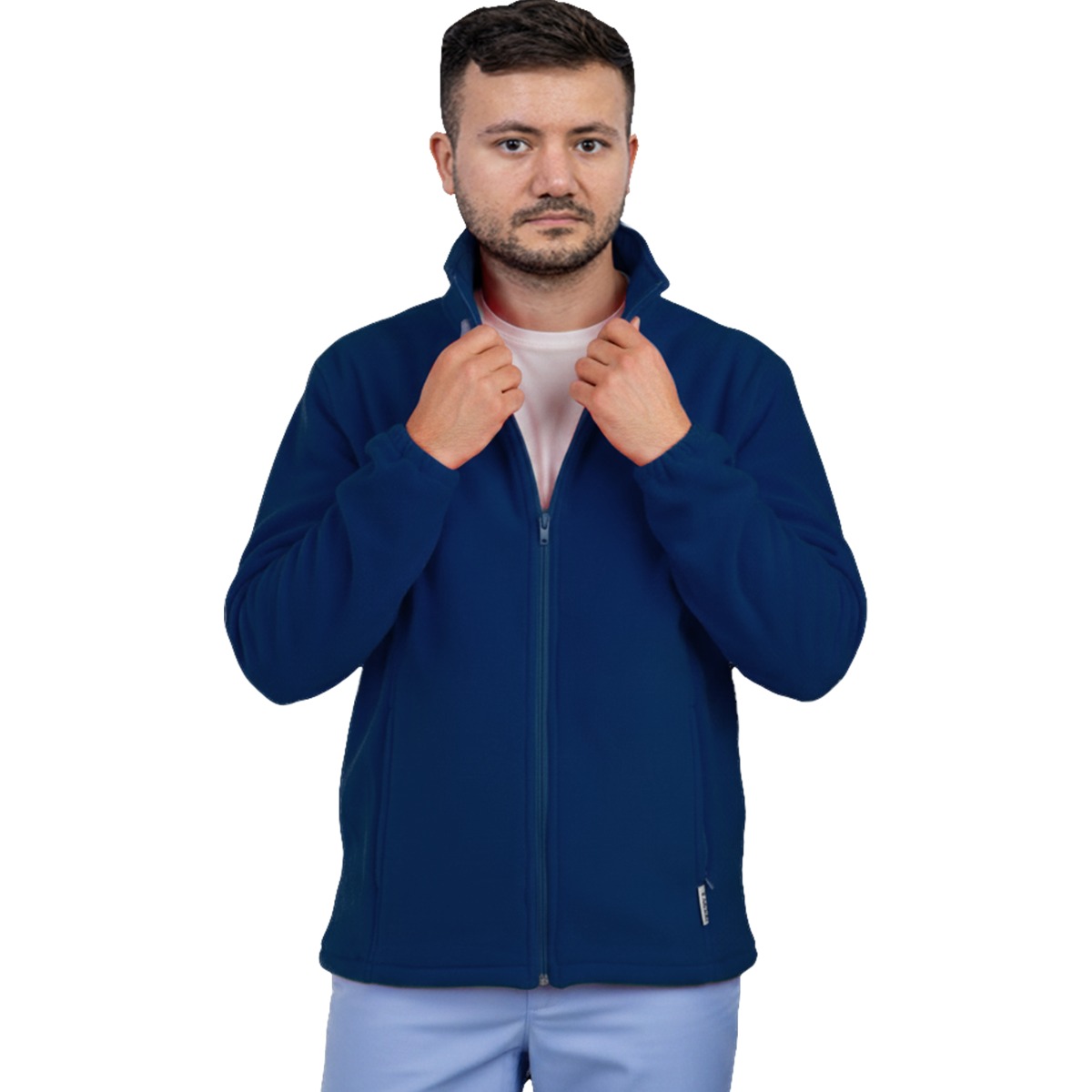 Jacheta polar medicala barbati JAN, tip tunica, inchidere cu fermoar, 2 buzunare, bleumarin, L