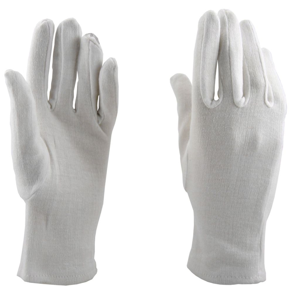 Manusi tricotate Interlock din bumbac, PRIMA. albe, marimi S/M/L