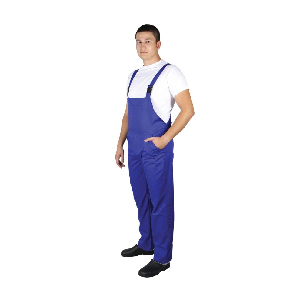Pantaloni de lucru cu pieptar unisex SAL Premium, bumbac, albastri