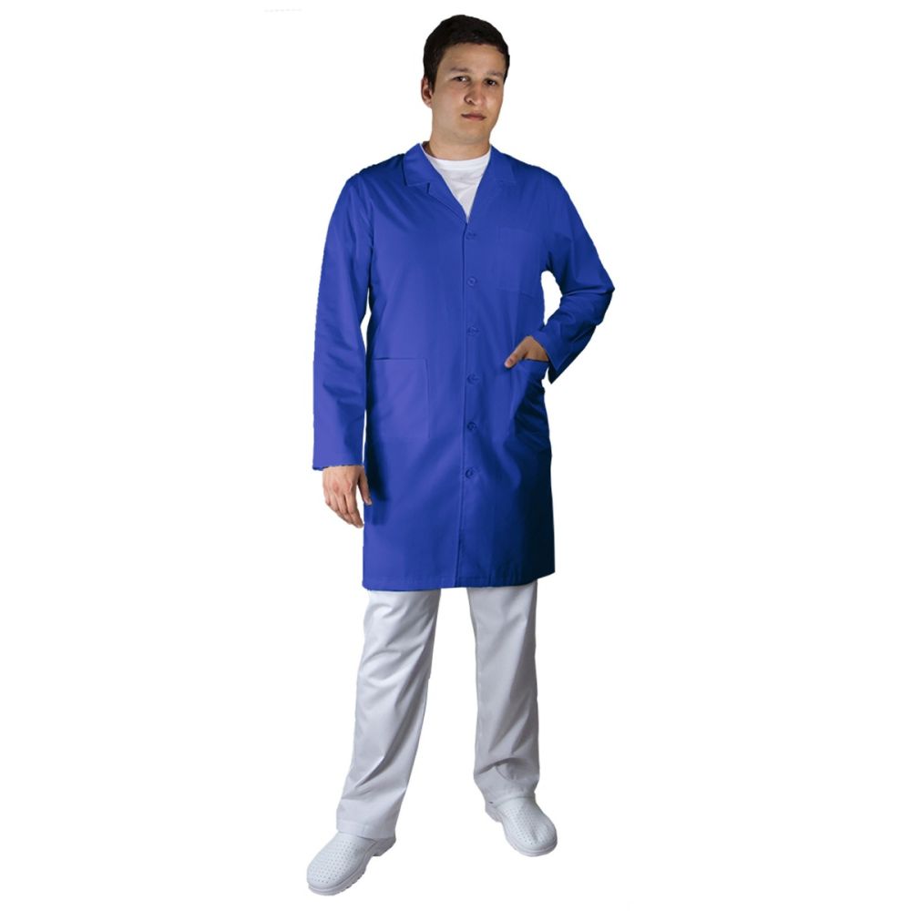 Halat lung barbati LUCA Clasic, tercot 200 g/m2, albastru - Uniforma Medicala