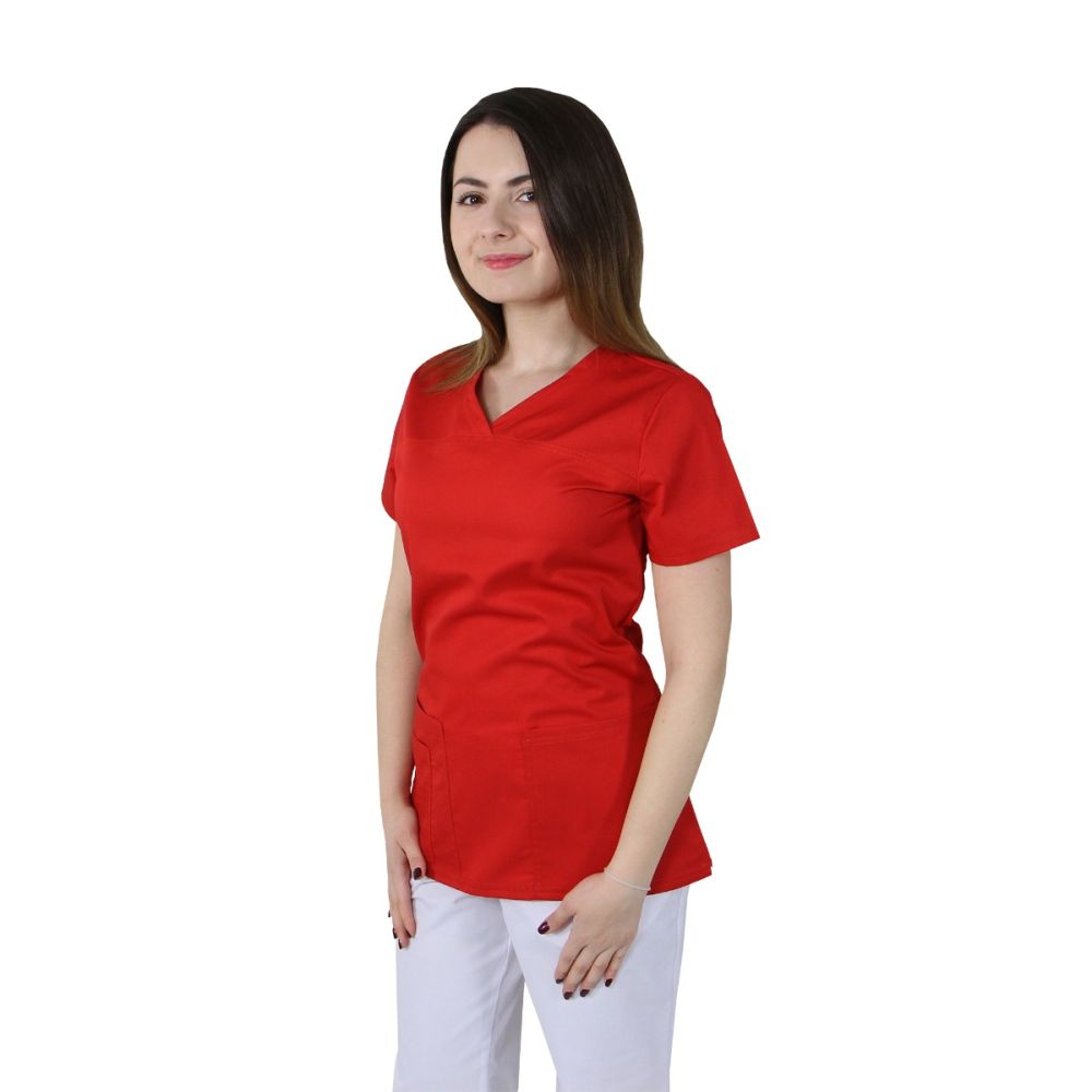 Bluza dama TINA Premium rosie - Uniforma Medicala