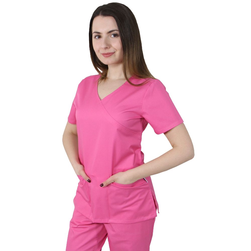 Bluza dama MIRA Premium roz inchis - Uniforma Medicala