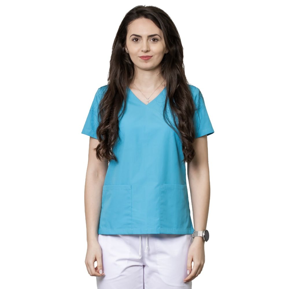 Bluza dama MIRA Clasic turcoaz - Uniforma Medicala