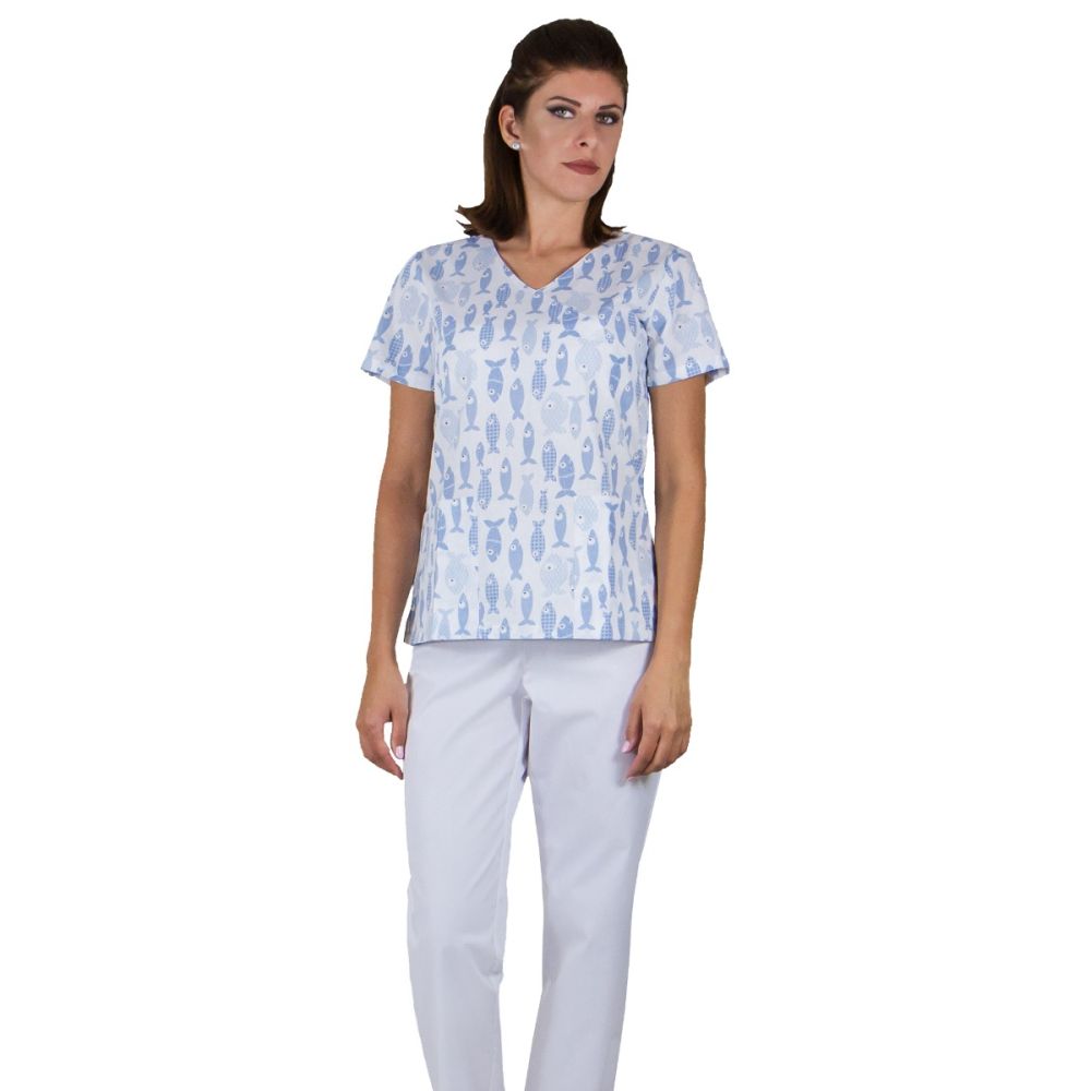 Bluza dama MIRA Imprimeu pesti - Uniforma Medicala