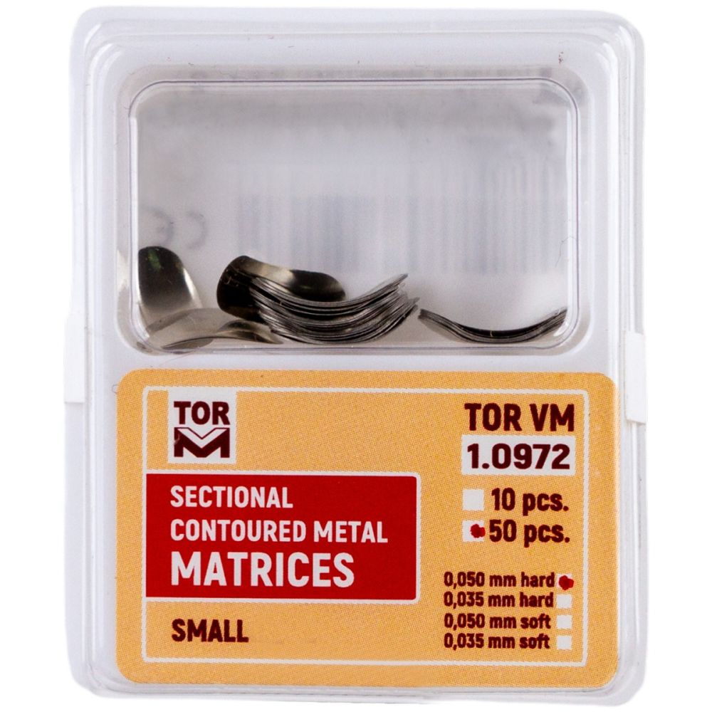 Matrici dentare sectionale metalice, marimi S/L, otel inoxidabil, 50 bucati