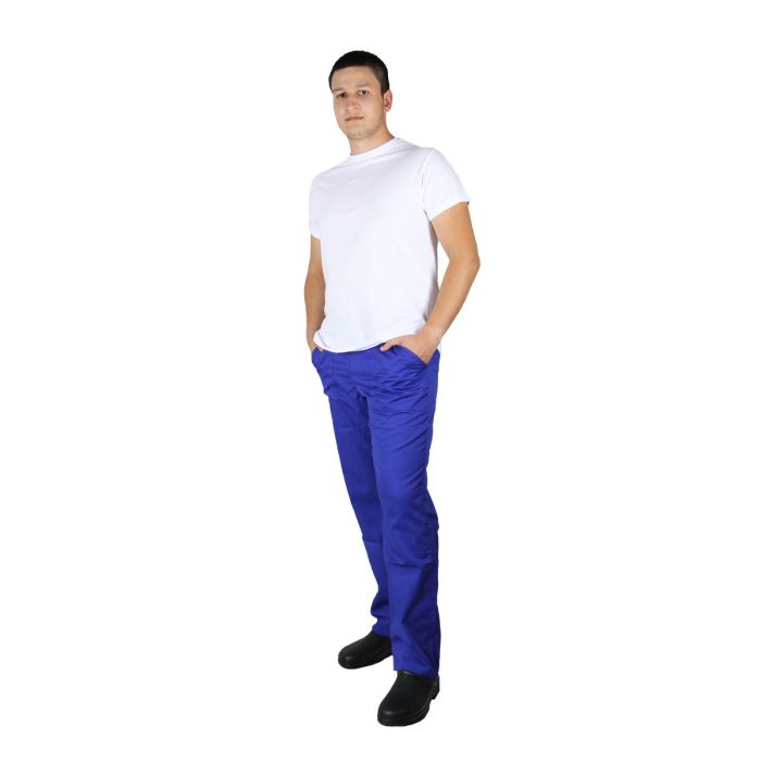 Pantaloni de lucru unisex EDI Clasic, elastic si cordon, 2 buzunare, albastri