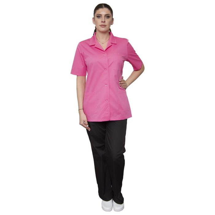 Arbeitsuniformen/BERUFSKLEIDUNG/Damenblusen und -kittel - ANA Premium Damen-Kasack, Dunkelrosa – Medizinische Berufsbekleidung