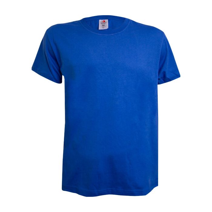 Uniformes de Travail/UNIFORMES PROFESSIONNELS/T-shirts de travail - Tricou unisex 100% bumbac albastru cu guler rotund clasic
