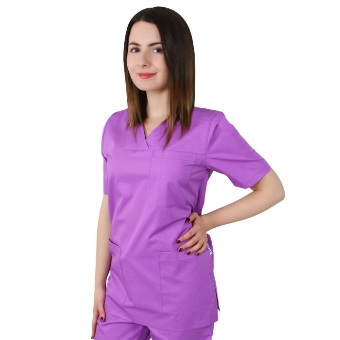 Uniforme/UNIFORME LUCRU/Bluze si Halate Dama - Bluza unisex VED Clasic lila - Uniforma Medicala
