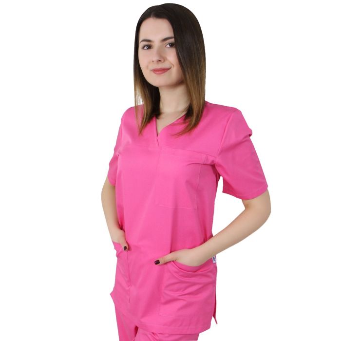 Lichidari/Uniforme/UNIFORME LUCRU - Bluza unisex VED Premium roz inchis - Uniforma Medicala