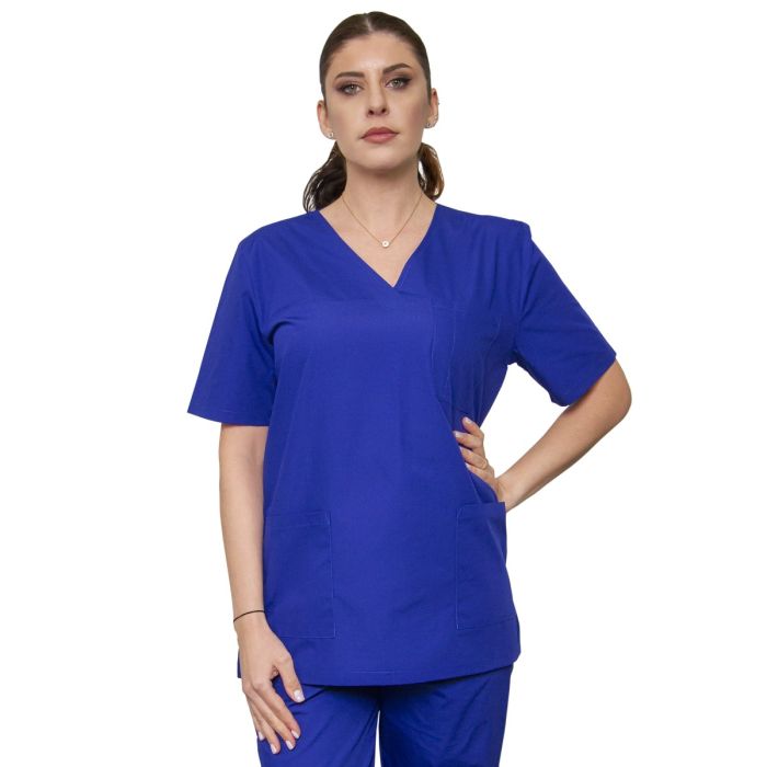 Uniforme/UNIFORME LUCRU/Bluze si Halate Dama - Bluza unisex VED Clasic albastru royal - Uniforma Medicala