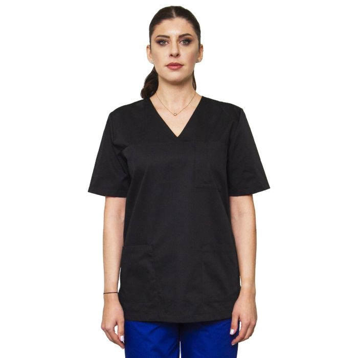 Work Uniforms/PROFESSIONAL UNIFORMS/Women`s Blouses and Coats - VED Premium Unisex Scrub, Black - Medical Uniform