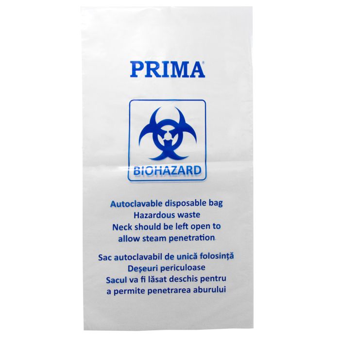 Saci autoclavabili PRIMA, biohazard, transparenti, 20 bucati