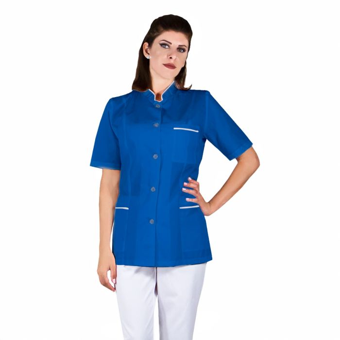 Lichidari/Uniforme/UNIFORME LUCRU - Tunica dama OANA Clasic albastra cu bordura alba - Uniforma Medicala