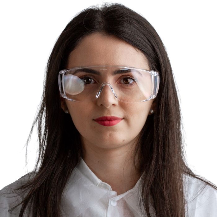 Hygiene and Safety/HEAD PROTECTION/Safety and Protective Goggles - Safety glasses, red/transparent