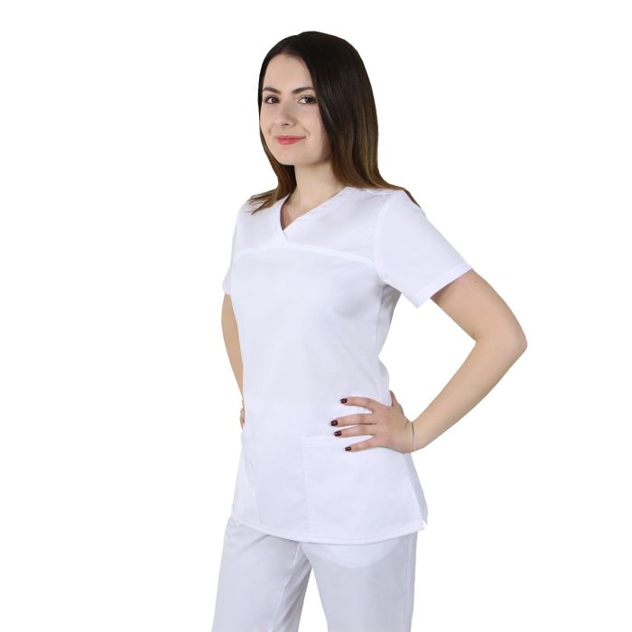 Bluza medicala dama TINA Premium, maneca scurta, 2 buzunare