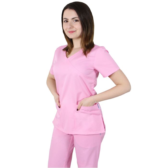 Uniforme/UNIFORME LUCRU/Bluze si Halate Dama - Bluza dama MIRA Premium roz deschis - Uniforma Medicala