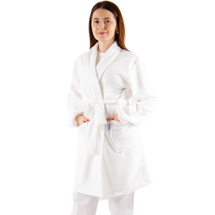Arbeitsuniformen/BERUFSKLEIDUNG/Fleecekleidung aus Polarfleece - PRIMA Moderner Polarfleece-Bademantel, weiß