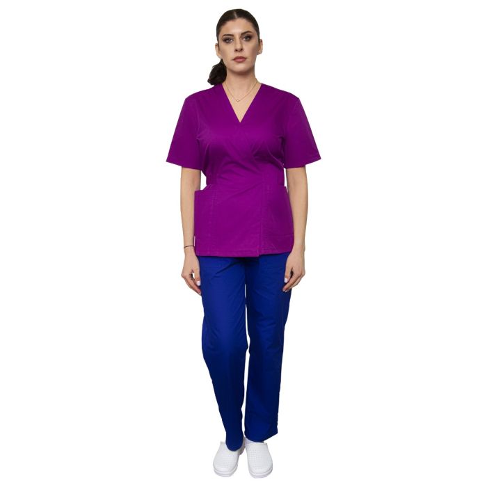 Uniforme/UNIFORME LUCRU/Bluze si Halate Dama - Bluza dama KIRA Premium tip kimono mov - Uniforma Medicala