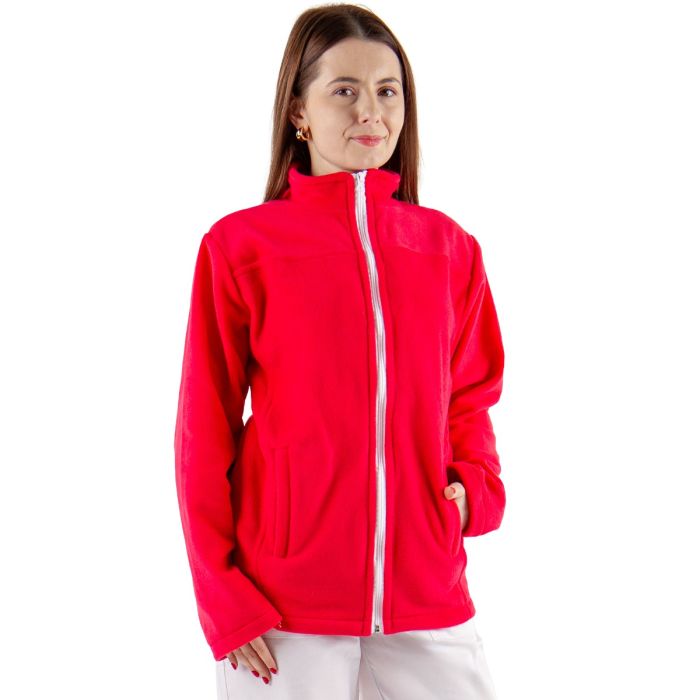 Uniforme/UNIFORME LUCRU/Imbracaminte fleece polar - Jacheta medicala polar JOE, unisex, rosu corai
