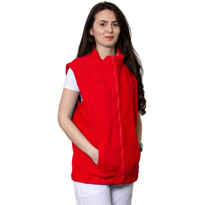 Uniforme/UNIFORME LUCRU/Imbracaminte fleece polar - Vesta polar medicala VIO, unisex, rosu-corai