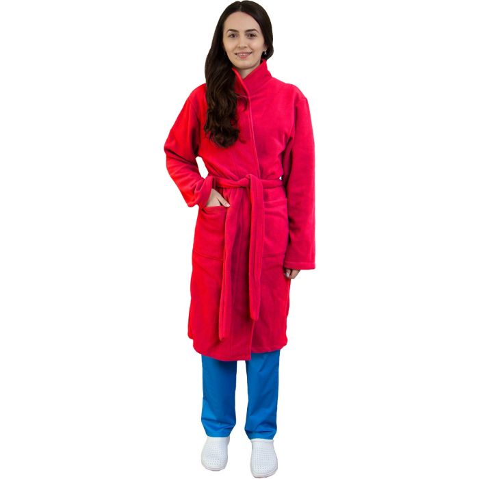 Work Uniforms/PROFESSIONAL UNIFORMS/Polar Fleece Clothing - PRIMA Classic polar fleece robe, coral red