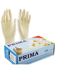 Medical cabinet/Stomatologie Cabinet/Cosmetica SPA - Manusi examinare albe din latex, usor pudrate, PRIMA, marimi S-XL, 100 bucati