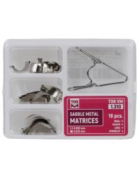 Stomatologie Cabinet/MATRICI SI PENE DENTARE/Matrici Dentare - Set matrici metalice conturate tip sa cu arc si cleste, 18 bucati din otel inoxidabil, grosime 50 microni