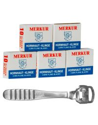 Cosmetica SPA/MANICHIURA SI PEDICHIURA/Articole Manichiura si Pedichiura - PACHET Lame Inox pentru brici de pedichiura, 10buc x 10set + BRICI 1367 GRATUIT!