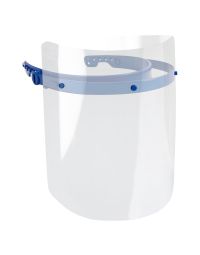 Igiena & Protectie/PROTECTIE CAP/Ochelari de Lucru si Protectie - Viziera de protectie fata transparenta, 28×20 cm, cu rama albastra si reglare elastica, scut policarbonat anti-aburire