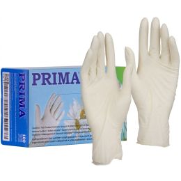 Medical practice/Cosmetic SPA/GLOVES FOR COSMETIC PROCEDURES - PRIMA White Latex Examination Gloves, lightly powdered, sizes S-XL, 100 Pieces