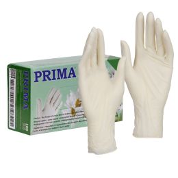Medical practice/Cosmetic SPA/GLOVES FOR COSMETIC PROCEDURES - PRIMA White Latex Examination Gloves, Powder Free, Sizes XS-XL, 100 Pieces