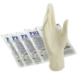 Medical cabinet/Stomatologie Cabinet/MANUSI EXAMINARE SI CHIRURGICALE - Manusi chirurgicale albe din latex, sterile, usor pudrate, PRIMA, diverse marimi, 1 pereche