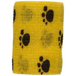 Medical practice/GAUZE COMPRESSES, SWABS, BANDAGES/Medical Elastic Bandages - PRIMA Cohesive Bandage, Yellow with Paw Prints, 7.5cmX5m