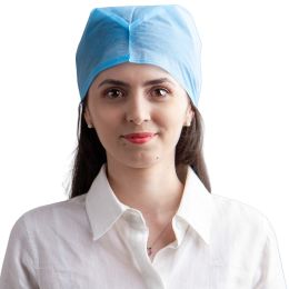 Medical practice/Cosmetic SPA/Dental Practice - PRIMA Blue Disposable Medical Cap Doctor Type, Lightweight Material with Adjustable Ties, Medical and Surgical Protection, 100 pcs
