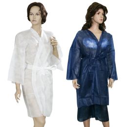Kosmetik SPA/Verbrauchsmaterialien für kosmetische Behandlungen/Pressotherapie- und Kosmetikbekleidung - PRIMA Einweg-PPSB-Kimono, weiß/blau