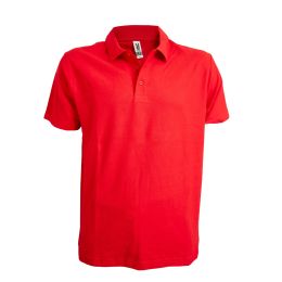 Work Uniforms/PROFESSIONAL UNIFORMS/Work T-Shirts - Unisex Polo T-Shirt, Short Sleeve, Cotton, Red