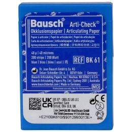 Stomatologie Cabinet/SISTEME DE LUSTRUIRE/Hartie Articulatie - Hartie articulatie dreapta, 40 microni, albastra, in dispenser, 200 foi