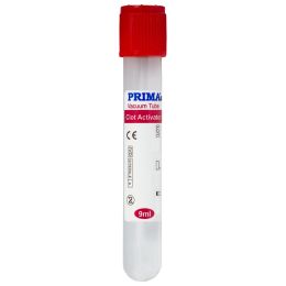 Vacutainer biochimie PRIMA, steril, cu activator de coagulare, capac rosu, tub sticla, 9ml, 13x100mm, 100 bucati