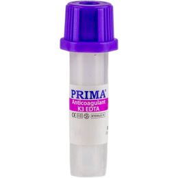 Medical Laborator/CONSUMABILE LABORATOR/Colectare sange - Microtainer Hematologie 0.5 ml, Capac Violet, EDTA K3, Tub pentru Colectare Sange Capilar, PRIMA, 50 bucati