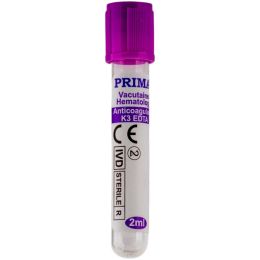 Medical Laborator/CONSUMABILE LABORATOR/Colectare sange - Vacutainer hematologie violet, 2ml, 13x75mm, cu anticoagulant K3 EDTA, PRIMA, 100buc